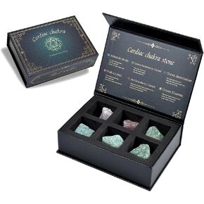 Chakra Crystals Gift Set, 6 pcs Chakra Healing Crystals with Chakra Stones Box Set Chakra Stones Healing Stones for Beginners Meditation, Yoga, Wicca, Birthday Gifts (Laryngcal Chakra)