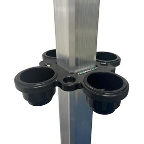 Beverage Bloxx, 4-Cup Drinks Holder with Inserts, Keeps Your Beverages Secure & Accessible on Your Dock, Made in USA, Fits a Square Post, Black, 3"