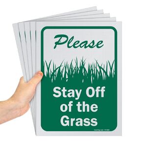 SmartSign (Pack of 5) 12 x 9 inch “Please Stay Off The Grass" Sign, Screen Printed, 10 mil Polystyrene Plastic, Green and White