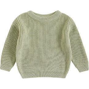 Baby Girl Boy Toddler Knit Sweater Cute Round Neck Long Sleeve Blouse Pullover Oversized Sweatshirt Warm Kids Tops