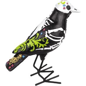 Needzo Halloween Day of The Dead Sugar Skull Bird, Multicolor Ofrenda Altar Decoration, 4.75 Inches