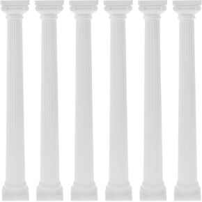 GANAZONO 6pcs Mini Roman Pillar Plastic Greek Columns Classic Greek Statues Artistic Ornament Architectural Sculpture for Wedding Table Office Desktop Yard Garden Micro Landscape Decor