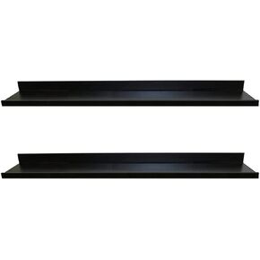 Shelving, 9604684E, Floating Wall Display Shelves, 72 Inch Width x 4.5 Inch Depth x 3.5 Inch Height, Set of 2, Black