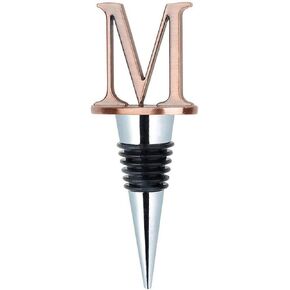 Initial Letter Wine Bottle Stopper, Silicone Wine and Beverage Bottle Stopper, Reusable Wine Cork Saver Sealer Plugfor Women Men, Creative Wine Gift for Kitchen Bar Wedding(size:M)
