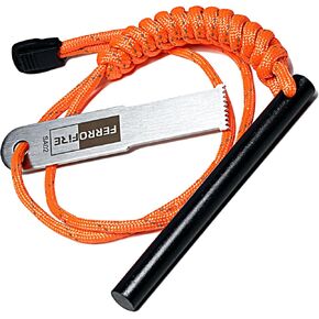 FS125 Heavy-Duty Plus Ferro Rod Fire Starter with 1/2 Inch x 5 Inch Ferrocerium Rod Magnesium Flint and Steel Carbon Steel Striker 550 Paracord Lanyard Handle for Camping Emergency Survival