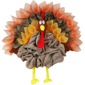 CYNOSA Thanksgiving Door Decorations Turkey Decor Turkey Wreath Thanksgiving Wreath for Front Door Turkey Decorations Fall Thanksgiving Door Hanger Gobble Gobble Sign Thanksgiving Decorations