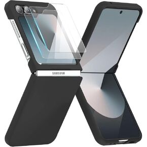 for Samsung Galaxy Z Flip 6 Case with Screen Protector, Clear Shockproof Samsung Zflip6 Phone Cover, Slim Thin Protective Cases for Samsung Flip 6 5G - Transparent