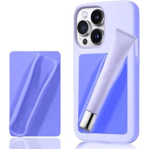 Silicone Lip Holder for Back of Cell Phone Sleeve,Lipstick Lip Glaze Phone Case Back Stick On Holder for iPhone and Android Smartphones(Purple)