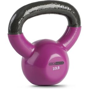 HolaHatha Solid Cast Iron Workout Kettlebell Home Gym Equipment with Vinyl Coated Finish and Textured Steel Handle for Strength Training