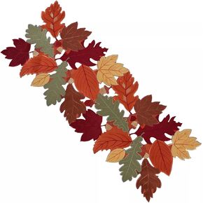 Thanksgiving Fall Harvest Leaves Table Runner - 13 x 36 Inches