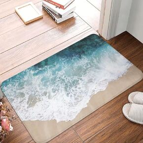 Coastal Beach Area Rug 2x3 Throw Rugs,Sandy Beach Sand Sea Waves,Small Rug Ocean Theme Entryway Doormat Indoor Entrance Door Mats Washable Non-Slip Floor Carpets for Bedroom Laundry Kitchen,Blue