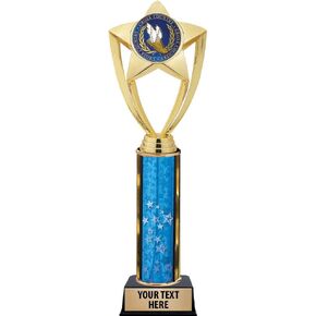 Cross Country Trophies, 11" Gold Star Cross Country Trophy with Engraving Included Prime
