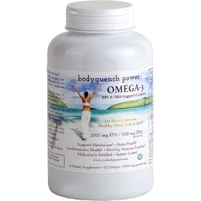 Omega-3 High Potency DHA & EPA Support Complex - 2000 mg Natural Fish Oil Concentrate Supplies 1000 mg EPA + 500 mg DHA per Serving, Promotes Heart & Brain Health,120 Softgels
