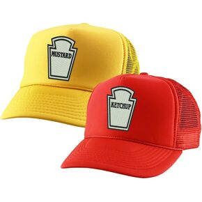Ketchup and Mustard Trucker Hat Halloween Set Cap Embroidered Snapback