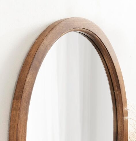 Kate and Laurel Hogan Farmhouse Oval Framed Wall Mirror, 18 x 24, Natural Rustic, Decorative Traditional Wood Mirror with Soft Curvature and Oval Shape in Saudi Arabia
