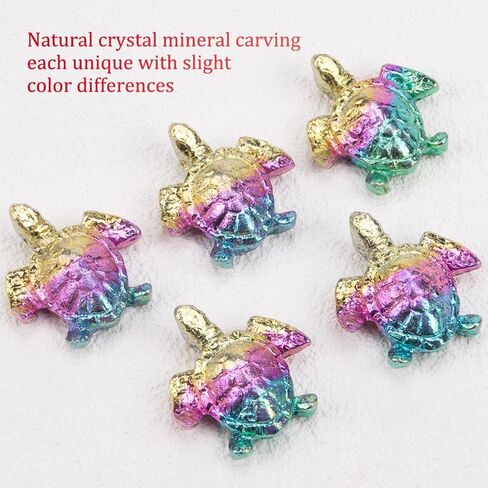 ZORZA قطعة واحدة من تمثال السلحفاة الكريستالية منحوتات البزموت الخام الطبيعي من حجر خام البزموت للشفاء عينة معدنية مزخرفة منحوتات حيوانات نحت السلاحف البحرية مجموعة تمثال قوس قزح in Kuwait