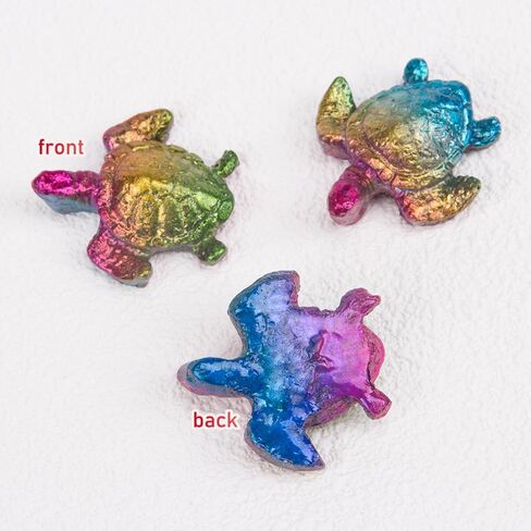 ZORZA قطعة واحدة من تمثال السلحفاة الكريستالية منحوتات البزموت الخام الطبيعي من حجر خام البزموت للشفاء عينة معدنية مزخرفة منحوتات حيوانات نحت السلاحف البحرية مجموعة تمثال قوس قزح in Kuwait