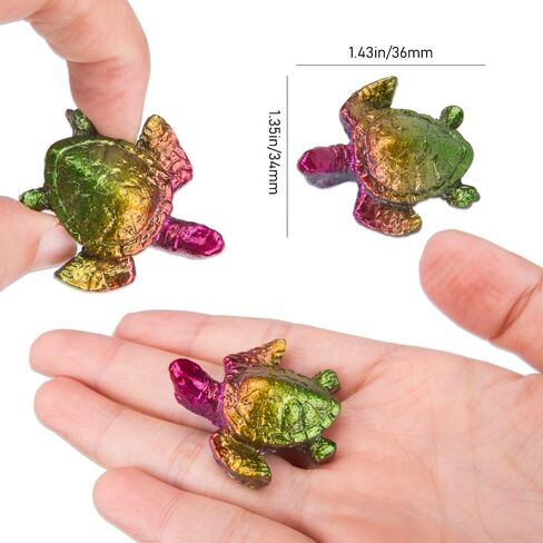 ZORZA قطعة واحدة من تمثال السلحفاة الكريستالية منحوتات البزموت الخام الطبيعي من حجر خام البزموت للشفاء عينة معدنية مزخرفة منحوتات حيوانات نحت السلاحف البحرية مجموعة تمثال قوس قزح in Kuwait