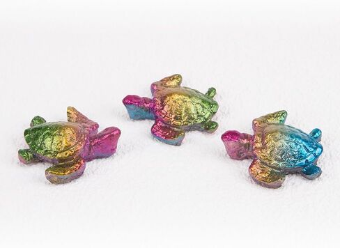 ZORZA قطعة واحدة من تمثال السلحفاة الكريستالية منحوتات البزموت الخام الطبيعي من حجر خام البزموت للشفاء عينة معدنية مزخرفة منحوتات حيوانات نحت السلاحف البحرية مجموعة تمثال قوس قزح in Kuwait