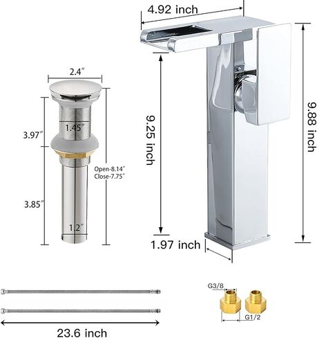 Waterfall Bathroom Faucet Black&Gold Led Light 3 Colors Changing Spout Single Handle Lavatory Vanity Sink Faucet One Hole Matching Pop Up Drain with Overflow Bath Basin Deck Mount Commercial in Saudi Arabia
