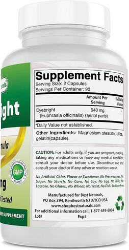 Best Naturals Eyebright 470 mg 180 Capsules (180 Count (Pack of 3)) in Kuwait