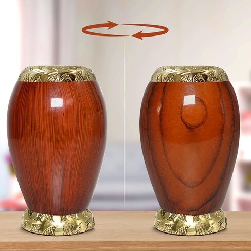 جرة صغيرة للرماد - جرة خشبية للرماد البشري - جرة مطبوعة خشبية معدنية للنساء - جرة صغيرة مصنوعة يدويًا - قم بتكريم من تحب مع جرة حرق الجثث الصغيرة للإناث والذكور والرضع in Kuwait