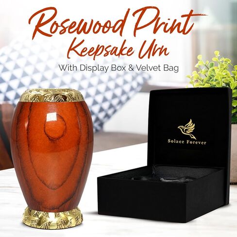 جرة صغيرة للرماد - جرة خشبية للرماد البشري - جرة مطبوعة خشبية معدنية للنساء - جرة صغيرة مصنوعة يدويًا - قم بتكريم من تحب مع جرة حرق الجثث الصغيرة للإناث والذكور والرضع in Kuwait