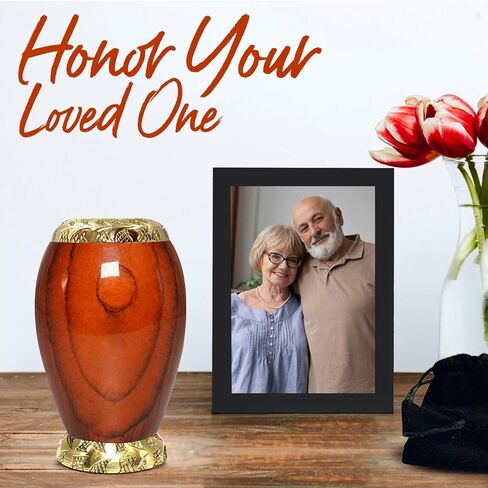 جرة صغيرة للرماد - جرة خشبية للرماد البشري - جرة مطبوعة خشبية معدنية للنساء - جرة صغيرة مصنوعة يدويًا - قم بتكريم من تحب مع جرة حرق الجثث الصغيرة للإناث والذكور والرضع in Kuwait