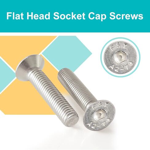 M6 x 45mm Flat Head Hex Socket Cap Screws Countersunk Bolts, Stainless Steel 304, Metric Allen Hex Drive, Fully Threaded, Bright Finish, 20 PCS in Saudi Arabia