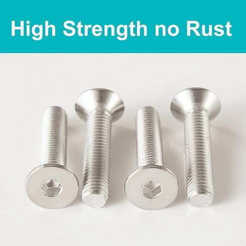 M6 x 45mm Flat Head Hex Socket Cap Screws Countersunk Bolts, Stainless Steel 304, Metric Allen Hex Drive, Fully Threaded, Bright Finish, 20 PCS in Saudi Arabia