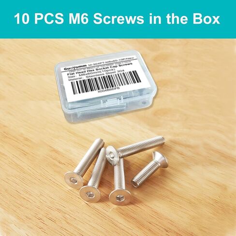 M6 x 45mm Flat Head Hex Socket Cap Screws Countersunk Bolts, Stainless Steel 304, Metric Allen Hex Drive, Fully Threaded, Bright Finish, 20 PCS in Saudi Arabia