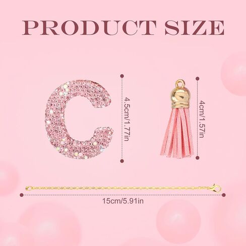 Letter Charms for Tumbler with Handle, Pink Rhinestones Glitter Cup Accessories Name ID Initial Letter Charm Cute Letter A-Z Decoration Pendant for Stanley Cup in Saudi Arabia