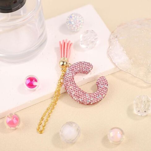 Letter Charms for Tumbler with Handle, Pink Rhinestones Glitter Cup Accessories Name ID Initial Letter Charm Cute Letter A-Z Decoration Pendant for Stanley Cup in Saudi Arabia