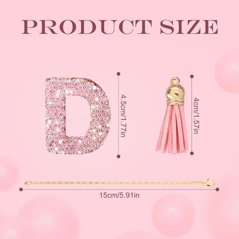 Letter Charms for Tumbler with Handle, Pink Rhinestones Glitter Cup Accessories Name ID Initial Letter Charm Cute Letter A-Z Decoration Pendant for Stanley Cup in Saudi Arabia