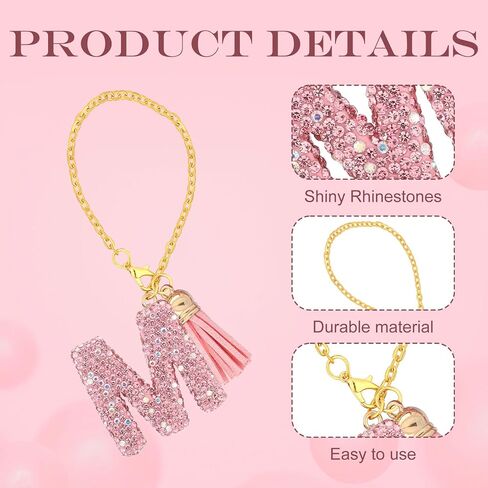 Letter Charms for Tumbler with Handle, Pink Rhinestones Glitter Cup Accessories Name ID Initial Letter Charm Cute Letter A-Z Decoration Pendant for Stanley Cup in Saudi Arabia