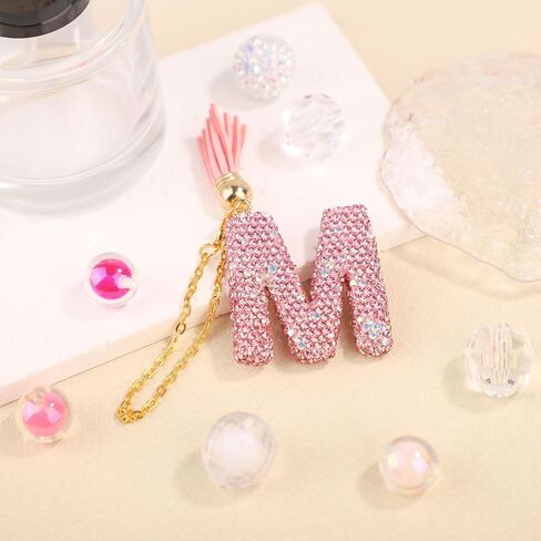 Letter Charms for Tumbler with Handle, Pink Rhinestones Glitter Cup Accessories Name ID Initial Letter Charm Cute Letter A-Z Decoration Pendant for Stanley Cup in Saudi Arabia
