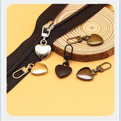 5Pcs Gold Heart Shaped Zipper Pull Replacement Metal Zipper Backpack Zippers Mend Fixer Repair for Coats Jackets Pants Luggage Sewing Notions and Supplies in Saudi Arabia