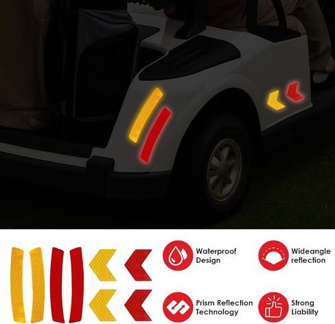 ASTER 20Pcs Golf Cart Reflex Reflector Strip, Reflective Decals, Outdoor Waterproof Reflector Tape Sticker, Night Visibility Adhesive Reflector Stickers for Club Car Yamaha EZGO in Saudi Arabia