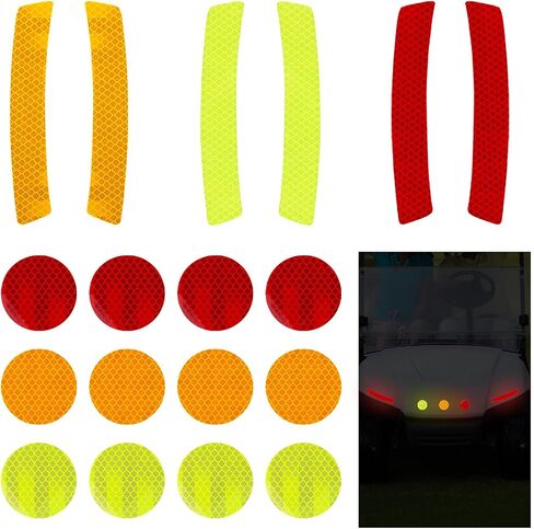 ASTER 20Pcs Golf Cart Reflex Reflector Strip, Reflective Decals, Outdoor Waterproof Reflector Tape Sticker, Night Visibility Adhesive Reflector Stickers for Club Car Yamaha EZGO in Saudi Arabia