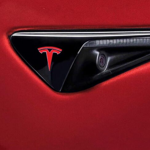 Car Front Side Turn Signal Cover Indicator Camera T-Logo Vinyl Decal Stickers Exterior Decoration Compatible with Tesla Model S X Y 3 (Metallic Silver) 4 Pieces in Saudi Arabia