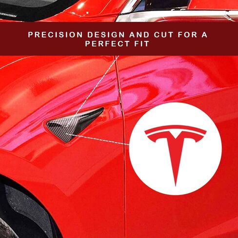 Car Front Side Turn Signal Cover Indicator Camera T-Logo Vinyl Decal Stickers Exterior Decoration Compatible with Tesla Model S X Y 3 (Metallic Silver) 4 Pieces in Saudi Arabia