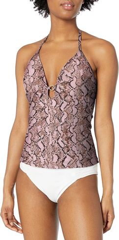 RACHEL Rachel Roy Women's Standard Strap with Circle Ring Halter Tankini Top in Saudi Arabia
