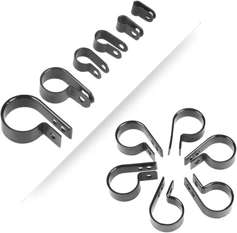P Clamp، 200 قطعة/صندوق من البلاستيك الأسود من النايلون P مشابك مشابك متنوعة لقناة الكابل، مجموعة متنوعة لأنابيب كابل الأسلاك in Saudi Arabia