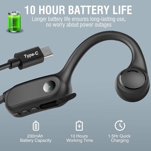 HCMOBI Bone Conduction Headphones, Open-Ear Bluetooth 5.3 Headphones with Mic, IPX7 Waterproof Sports Earbuds Wireless Earphones for Running Workout Cycling, 1.5 Fast Charging and 10H Working Time in Saudi Arabia