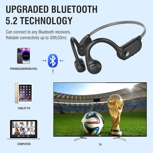HCMOBI Bone Conduction Headphones, Open-Ear Bluetooth 5.3 Headphones with Mic, IPX7 Waterproof Sports Earbuds Wireless Earphones for Running Workout Cycling, 1.5 Fast Charging and 10H Working Time in Saudi Arabia
