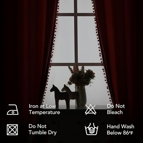 ستائر MISS SELECTEX سوداء بوم بوم مخملية بطول 63 بوصة، ستارة تعتيم مزخرفة بشراشيب، ستارة تعتيم الغرفة، ستائر نافذة فاخرة ناعمة، لوحات ستائر نافذة بحلقات معدنية لغرفة النوم وغرفة المعيشة، 52 عرضًا × 63 طولًا in Kuwait
