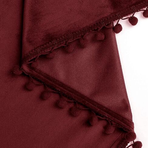 ستائر MISS SELECTEX سوداء بوم بوم مخملية بطول 63 بوصة، ستارة تعتيم مزخرفة بشراشيب، ستارة تعتيم الغرفة، ستائر نافذة فاخرة ناعمة، لوحات ستائر نافذة بحلقات معدنية لغرفة النوم وغرفة المعيشة، 52 عرضًا × 63 طولًا in Kuwait