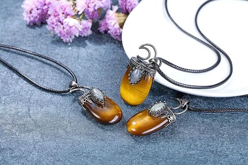 MANIFO Natural Quartz Crystal Stone Necklace Reiki Healing Gemstone Pendant Necklace Jewelry for Women Men in Saudi Arabia