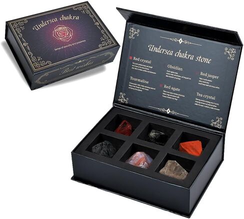 Chakra Crystals Gift Set, 6 pcs Chakra Healing Crystals with Chakra Stones Box Set Chakra Stones Healing Stones for Beginners Meditation, Yoga, Wicca, Birthday Gifts (Laryngcal Chakra) in Saudi Arabia