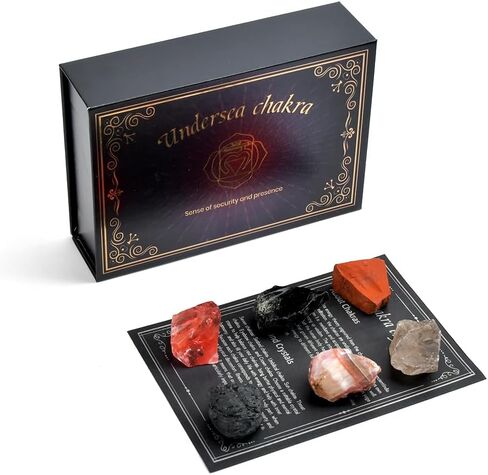 Chakra Crystals Gift Set, 6 pcs Chakra Healing Crystals with Chakra Stones Box Set Chakra Stones Healing Stones for Beginners Meditation, Yoga, Wicca, Birthday Gifts (Laryngcal Chakra) in Saudi Arabia